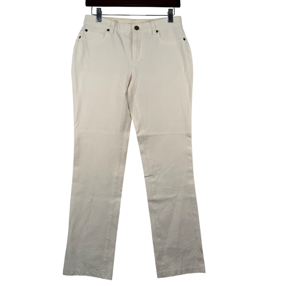 Chicos 0 Small 4 Straight Leg Pants Stretch Denim Minimalist Resortwear Coastal